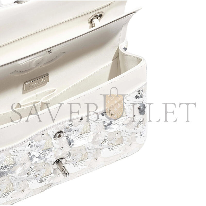 CHANEL MASTER 25S 11.12 EMBROIDERED SATIN SEQUIN SHOULDER BAG A01112 (25.5*15.5*6.5cm)